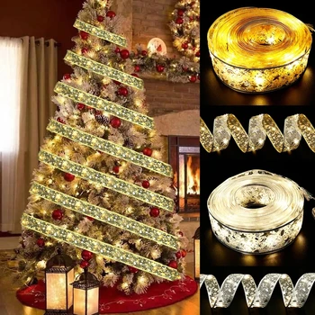 1/2/4/5 / 10M noel LED şerit ışıkları dekorasyon Noel ağacı Süsler ev yaylar DIY dize ışıkları Navidad Yeni Yıl