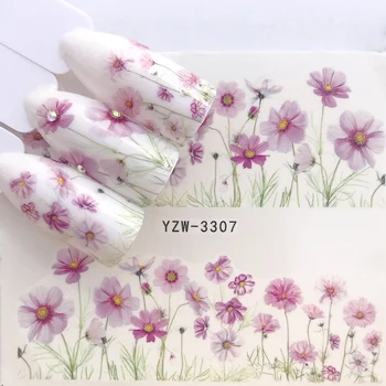 1 Sayfalık Basit Çiçek Tasarımları Su Çıkartmaları Nail Art Etiketler Noel Serisi Filigran Transferi Tırnak Kaymak Sarar