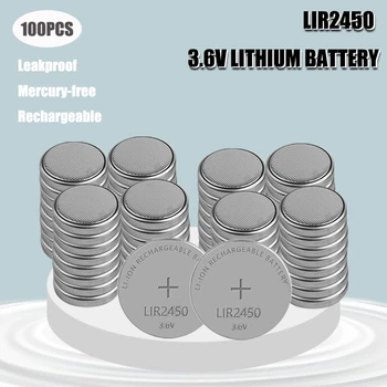 100 ADET 120mAH LIR2450 Lityum lır İyon şarj edilebilir pil 3.6 V Li-İon düğme düğme için değiştirin CR2450 CR 2450