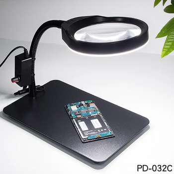10X 5X Işıklı Büyüteç USB büyüteçli led Cam havya Tamir / Masa Lambası / Cilt Bakımı Güzellik Aracı PD032AL PD-5S