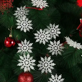 12 Adet 75cm Altın Tozu Kar Tanesi Noel Büyüleyici Beyaz Noel ağaç dekor Noel Partisi Tatil Noel Süsler Ev Dekor