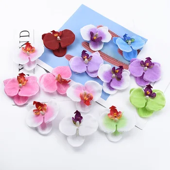 20/50 Adet Kelebek orkide Scrapbooking Dıy için Hediye Kutusu Dekoratif Çiçekler Düğün Gelin Broş Yapay Bitkiler
