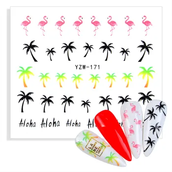 2022 New Nail Art Stickers Manicure Palm Ocean Wind Tropical Surf Beach Coconut Tree Style Nail Sticker наклейки для ногтей