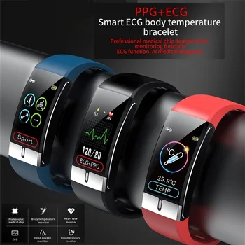 2022 Yeni E66 Vücut Sıcaklığı EKG PPG akıllı bilezik Spor İzci nabız monitörü Al Tıbbi Teşhis Spor akıllı saat