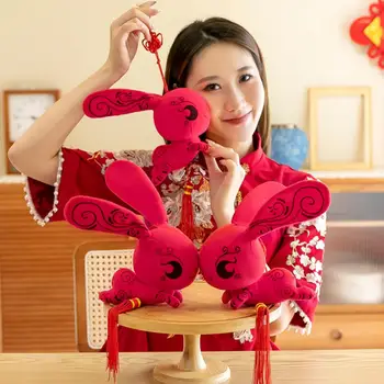 2023 Çin Zodyak Fortuna Tavşan Yeni Yıl Sevimli Tavşan Ev Dekor doldurulmuş oyuncak Yaratıcı Süs Çocuklar İçin Özel Hediye peluş oyuncaklar