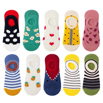 3 Pairs Yaz Çorap Kadınlar için Ekip Renkli Ayak Bileği No Show Düşük Kesim Görünmez Pamuk İnce Siyah kaymaz Silikon Nefes Çorap