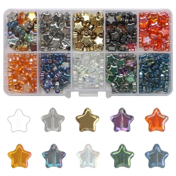 300 Adet/kutu Cam Yıldız Boncuk Renk 8mm Kristal Yıldız Kolye Takı Yapımı Küpe DIY Gevşek El Sanatları Boncuk Dekorasyon için