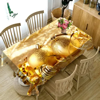3D Masa Örtüsü Noel Altın Yuvarlak Top Kumaş Kalınlaşmak Dikdörtgen ve Yuvarlak Masa Örtüsü komodin Düğün