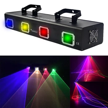 4 Lens Dikdörtgen Lazer ışın Deseni Projektör RGBY 4 in 1 Etkisi Lazer DMX Tarayıcı Disko DJ Bar İçin Ev Partisi Tatil Partisi