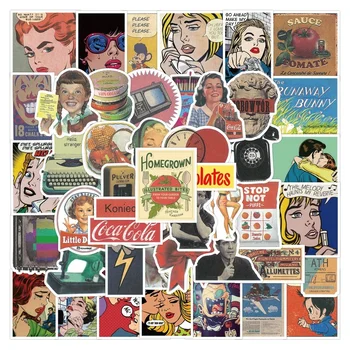 50 Adet Vintage Poster Çıkartmalar Karikatür Su Geçirmez Çıkartmaları Dekorasyon Kırtasiye Sticker DIY Albümü Günlüğü Telefon Dizüstü Scrapbooking