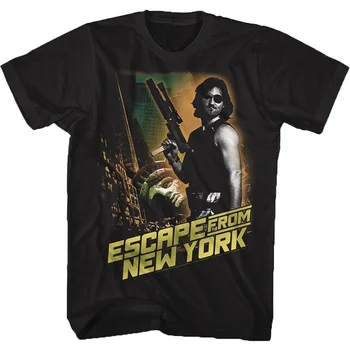80'lerin Klasik Bilim Filmi New York'tan Kaçış. Yılan Plissken Hayranları T Gömlek. Kısa Kollu %100 % Pamuk Rahat T-Shirt Gevşek Üst Yeni