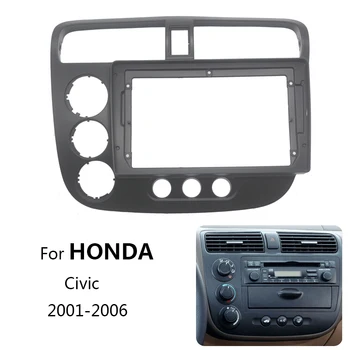 9 İnç Araba Radyo Fasya Honda Civic 2001-2006 İçin Video Panel Oynatıcı Ses Dash 2 Din Çerçeve ön panel tutucu Trim çerçeve kiti