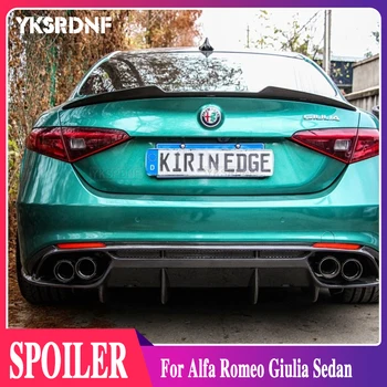 Alfa Romeo Giulia için Spoiler 2015-2019 için Karbon Fiber arka çatı spoileri Kanat Bagaj Dudak bot kılıfı Araba Styling