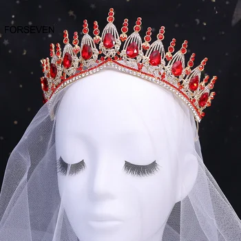 Barok Taçlar Bling Rhinestone Tiaras Gelin Düğün Saç Takı Aksesuarları Parlak Kristal Bantlar Prenses Diadem