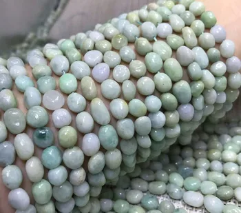 Doğal Burma yeşim düzensiz Boncuk taş 6-8mm Gevşek yeşil Perle takı yapımı için bilezik kolye iğne