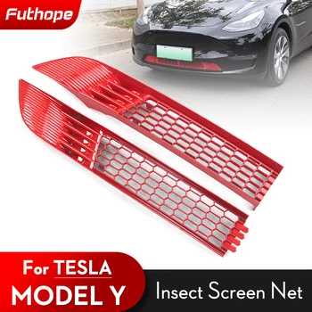 Futhope 2 adet Böcek geçirmez Net 2020-2022 Tesla Modeli Y Ön Kapak klima Modifikasyonu Giriş Kapağı Koruyucu
