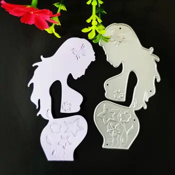 Güzel hamile kadın Metal Kesme Ölür DIY Scrapbooking Albümü Kağıt Kartları Dekoratif El Sanatları Kabartma Kalıp Kesim