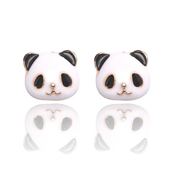 Harong Panda düğme küpe Emaye hayvan figürlü mücevherat Kadınlar için Kız Sevimli Kawaii Küçük Panda Küpe Öğrenci Aksesuarları