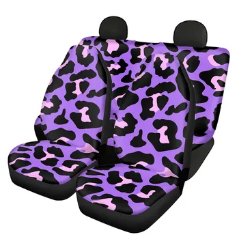 INSTANTARTS Cheetah Mor Neon 3D Tasarım Ön ve Arka Araba Koltuğu Evrensel Fit Oto İç Aksesuarları koltuk koruyucusu