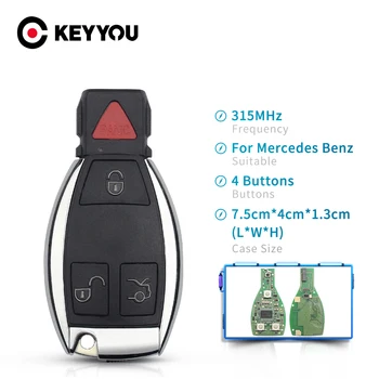 KEYYOU 3 + 1 Düğmeler Uzaktan Araba Anahtarı Mercedes-benz A sınıfı / B sınıfı / C sınıfı / Sprinter Frekans 315MHz Araç Anahtarsız Giriş