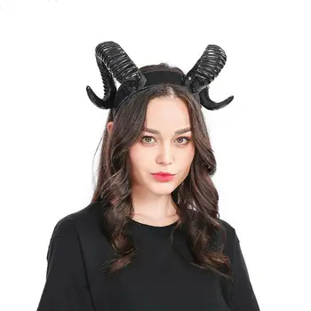 Kadın Erkek Yetişkin Koyun Boynuz Kafa Bandı Cosplay Dekor saç tokası Noel Cadılar Bayramı Şapkalar Hairband Sahne Şeytan Kötü Gotik El Yapımı