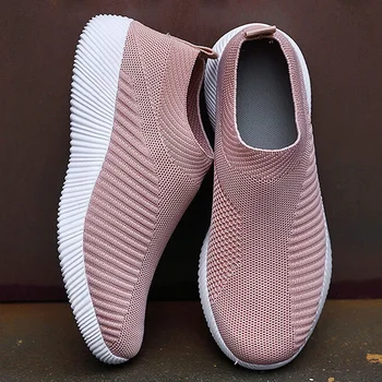 Kadın Moda vulkanize ayakkabı Kadın Ayakkabı Daireler Üzerinde Kayma Ayakkabı Kadın Loafer'lar Artı Boyutu Yürüyüş Düz