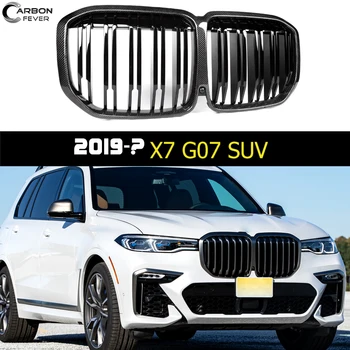 Karbon Fiber + ABS G07 Ön Tampon Böbrek Grille Araba Styling BMW X7 G07 SUV 2019 -? Yedek tip yarış ızgarası