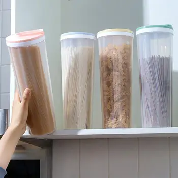 Kavanoz Plastik Gıda Spagetti saklama kutusu Kapaklı Mühürlü Kutular Şeffaf Taze Tutmak Makarna Tahıl Teneke Kutu Konteyner Mutfak için