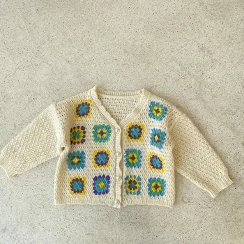 Kızlar Hırka 2022 İlkbahar Yaz Bebek Hollow Out Çiçek Ceket bebek kıyafetleri 1-6Y