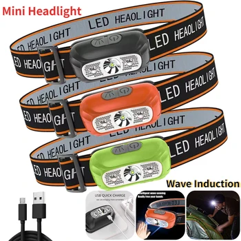 LED Indüksiyon Far XPE Far Dahili 500 mah Pil Mini USB şarj edilebilir kafa Lambası Taşınabilir 2 Modu Far Torch