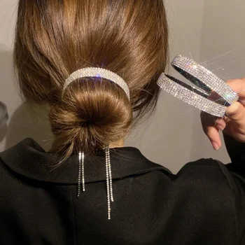 Lüks Rhinestone Püskül At Kuyruğu Saç Pençe Moda Zarif saç tokası Barrette Firkete Kafa Bandı Kadın Kızlar İçin saç aksesuarları