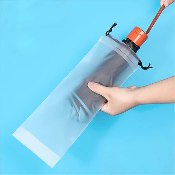 Mat Saydam Şemsiye saklama çantası Plastik Kullanımlık Taşınabilir Şemsiye Çantası İpli Depolama Ambalaj Ev Depolama Organizatör
