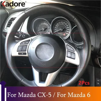 Mazda 6 Atenza 2013-2015 için Mazda CX-5 CX5 2013-2016 ABS Mat Direksiyon Simidi Dekoratif Kapak Ses Anahtarı Kontrolde Trim