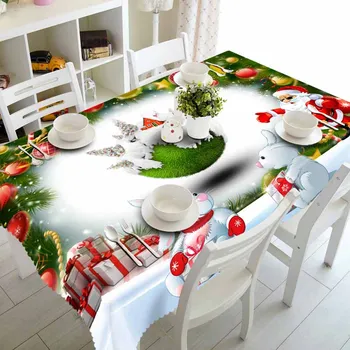 Meijuner Noel 3D Masa Örtüsü Mutfak Yemek Masa Örtüsü Süslemeleri Ev Dikdörtgen Parti Masa Örtüleri Noel Süsler