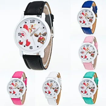 Moda Çocuk Saatler Kız Erkek Kadın quartz saat Karikatür Santa Elk Silikon Çocuk İzle Renkli Kayış Saat noel hediyesi