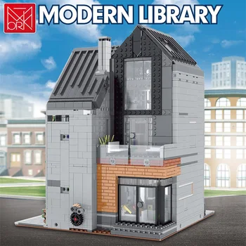 Modern Teknoloji MOC Sokak Görünümü Serisi Tuğla Ev Kütüphane Oluşturucu Yapı Taşı Modeli Oyuncak Tasarımcısı Erkek Hediye için