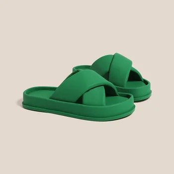 Mr Co Moda burnu açık Sandalet Kadın Yaz Yeni Çapraz kayış Thicksoled plaj ayakkabısı Gelgit Tatil Tarzı Terlik Plaj Kadın Ayakkabı
