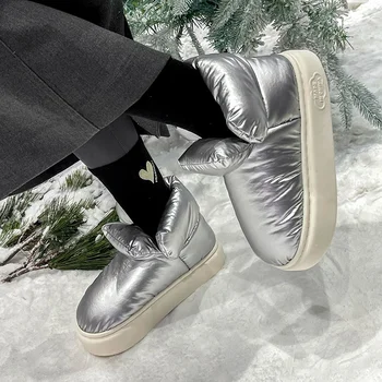 Pamuk terlikler Kadın Su Geçirmez Kış Yeni Peluş Kalınlaşmış Ekmek pamuklu ayakkabılar Severler Kore Kar Botları Dışında Giyebilir Erkekler