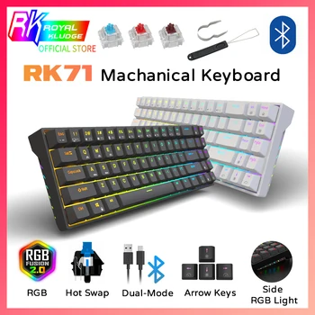 RK71 70 % Çalışırken Değiştirilebilir Mekanik Klavye kablosuz bluetooth Tip-C RGB 71 Tuşları Mekanik Oyun Klavyesi Ayrılabilir Kablo