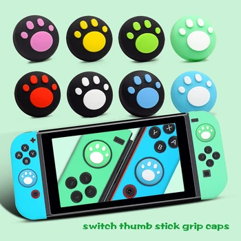 Renkli Düğme kapatma başlığı Thumb Çubuk Kavrama Kapaklar Nintendo Anahtarı NS Joy-Con Denetleyici Koruyucu Kedi Pençe Durumda Aksesuarları