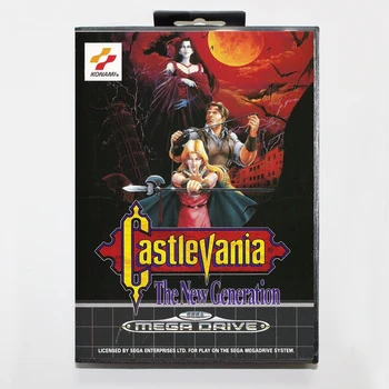 Sega MD oyunları kart - Castlevania için kutu ile Yeni Nesil Sega MegaDrive Video Oyun Konsolu 16 bitlik MD kartı