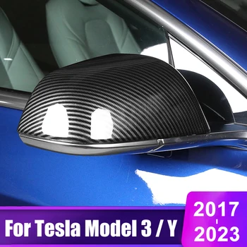 Tesla Modeli Y Modeli için 3 2017- 2020 2021 2022 2023 Araba yan dikiz aynası kapatma başlığı Kabuk Trim Çıkartmalar Dış Aksesuarlar