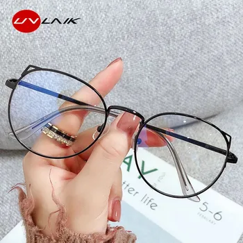 UVLAIK Miyopi Kedi Göz Gözlük Kadınlar 2021 Güzel Gözlük Öğrenci Bilgisayar Alaşım Metal Bitmiş Reçete Gözlük Çerçeveleri