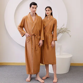 Uzun Kimono Bornoz Elbisesi Kadın Erkek Flaş Kurutma Elbise Gevşek Ev Giysileri Baggy Banyo Elbisesi Kemer ile Rahat Pijama Kıyafeti