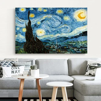 Zarif Şiir Yıldızlı Gece Vincent Van Gogh Ünlü Sanatçı sanat baskı Posteri duvar resim tuvali Yağlıboya ev duvar dekoru
