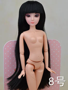 Çıplak Çıplak bebek 3D Gerçek Gözler Bebek Oyuncak / 12 Ortak Hareketli / uzun Siyah Saç Patlama Cosplay barbie oyuncak bebekler Kız Hediye