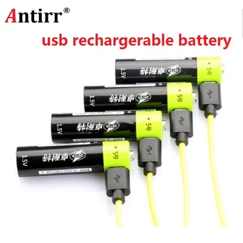 Şarj edilebilir Pil ZNTER AA 1.5 V 2A 1250mAh USB Micro USB ile Lityum Pil Bateria Şarj Kablo